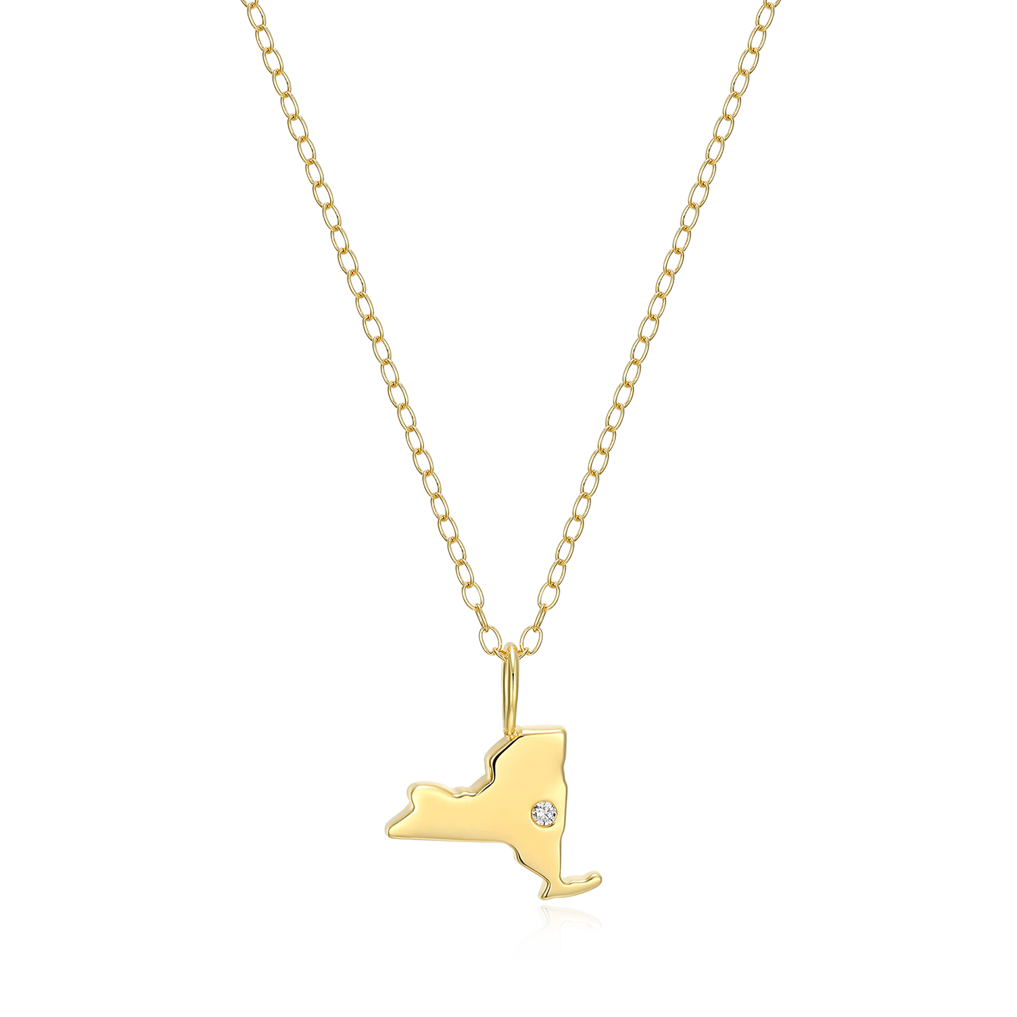 New York State Lab-Created Diamond Pendant Necklace in 14K Gold-Plated Sterling Silver | M by Monte Luna