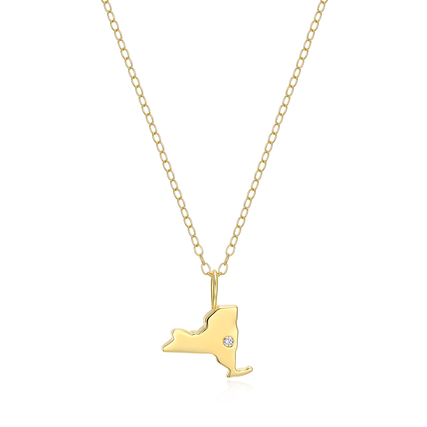 New York State Lab-Created Diamond Pendant Necklace in 14K Gold-Plated Sterling Silver | M by Monte Luna