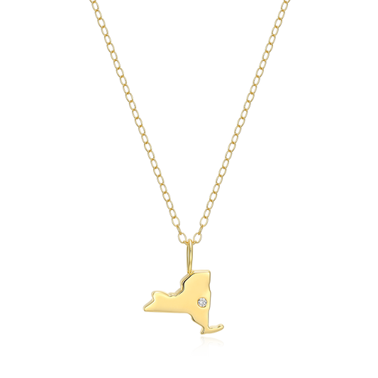 New York State Lab-Created Diamond Pendant Necklace in 14K Gold-Plated Sterling Silver | M by Monte Luna