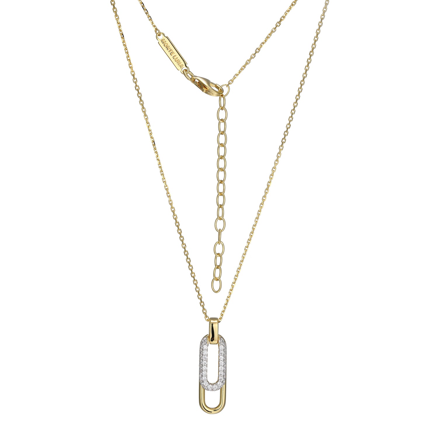 MN0118 - Paperclip Pave Lab-Created Diamond Pendant Necklace | Monte Luna