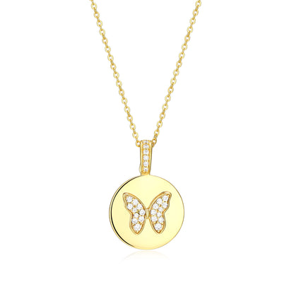 RN0227 - Butterfly Medallion Pendant Necklace | reign
