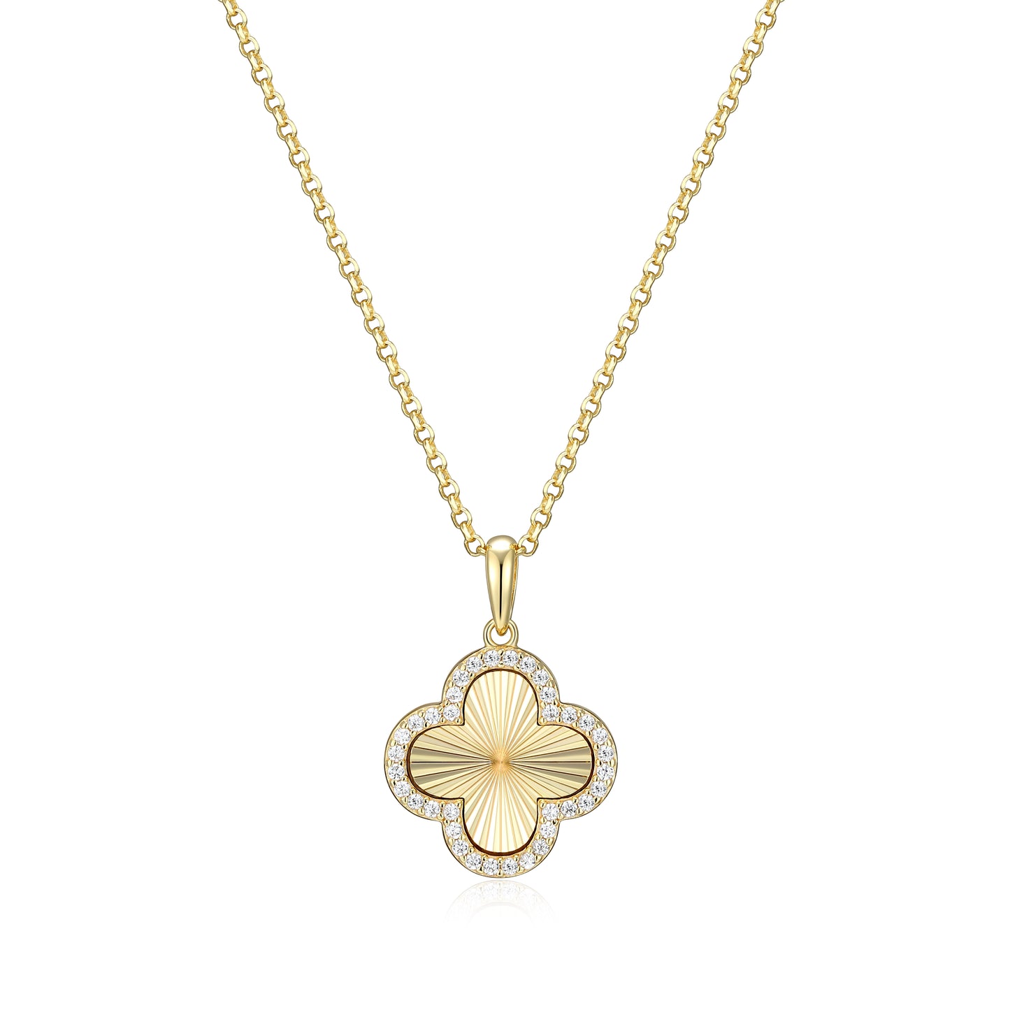 RN0228Y - Sunray Clover Pendant Necklace | reign