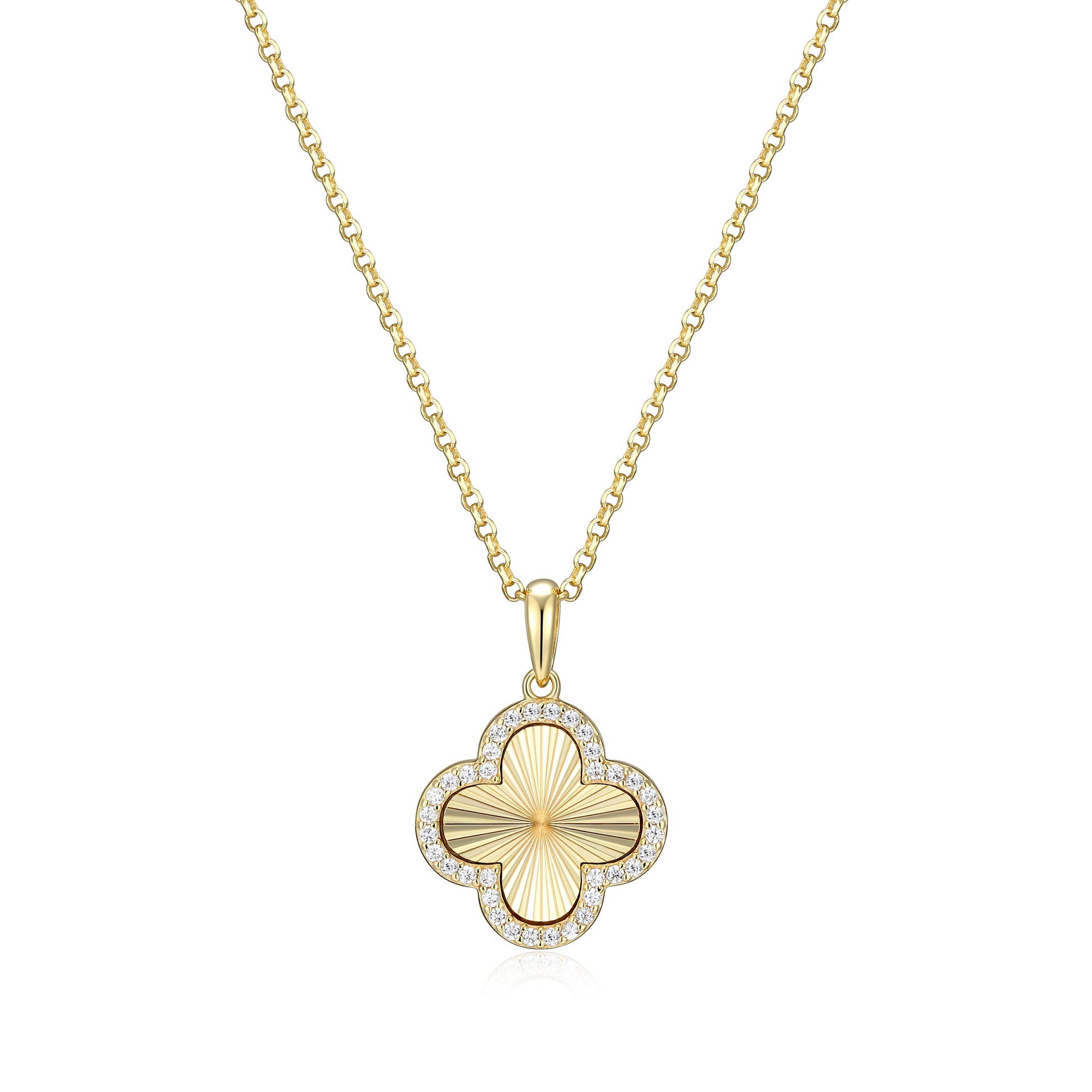 RN0228Y - Sunray Clover Pendant Necklace | reign