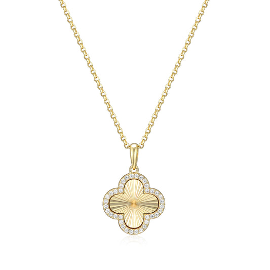 RN0228Y - Sunray Clover Pendant Necklace | reign