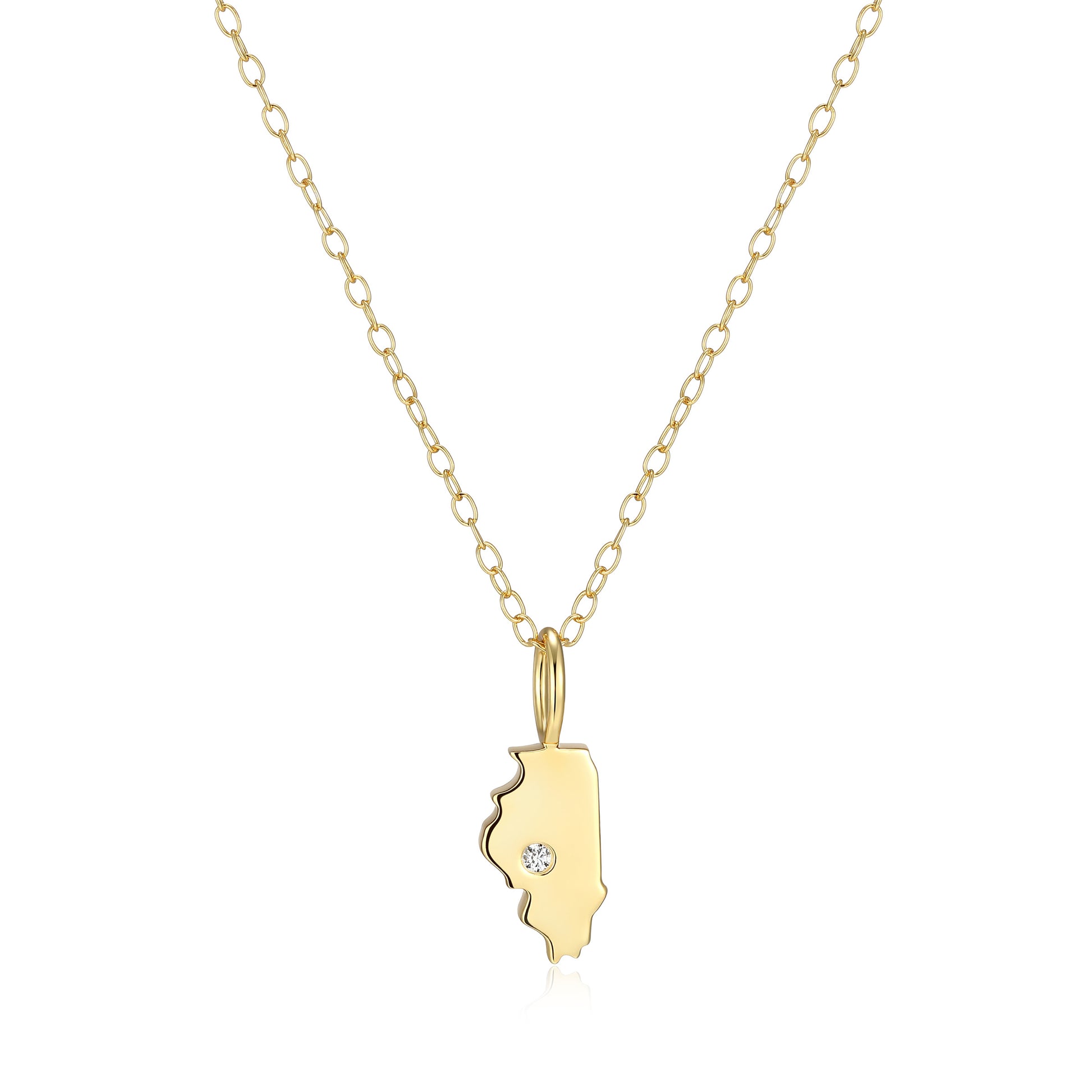 BN0283Y - Illinois State Lab-Created Diamond Pendant Necklace | m by monte luna