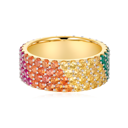 Rainbow Eternity Ring in 14K Yellow Gold-Plated Sterling Silver | M by Monte Luna