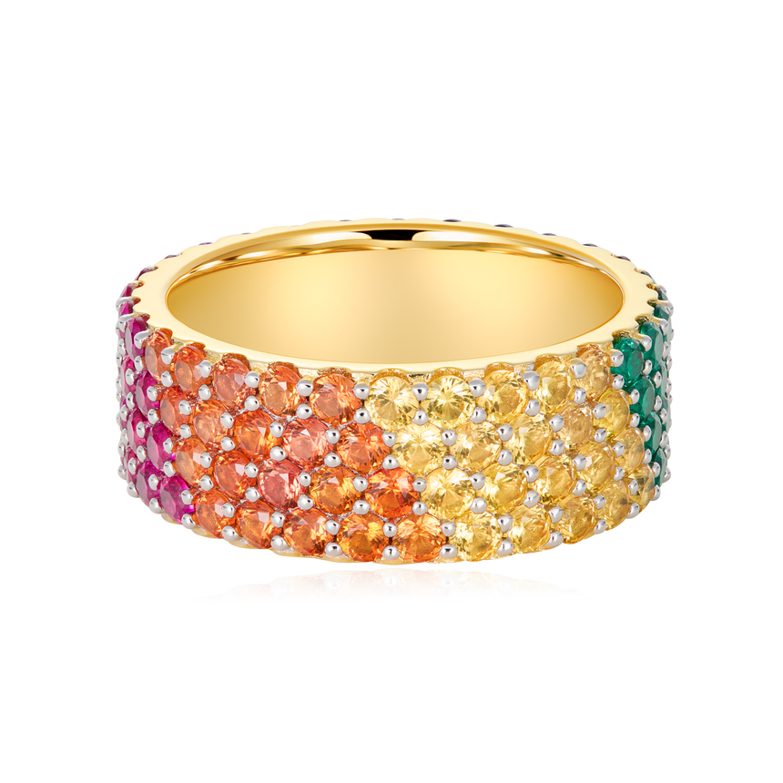 Rainbow Eternity Ring in 14K Yellow Gold-Plated Sterling Silver | M by Monte Luna