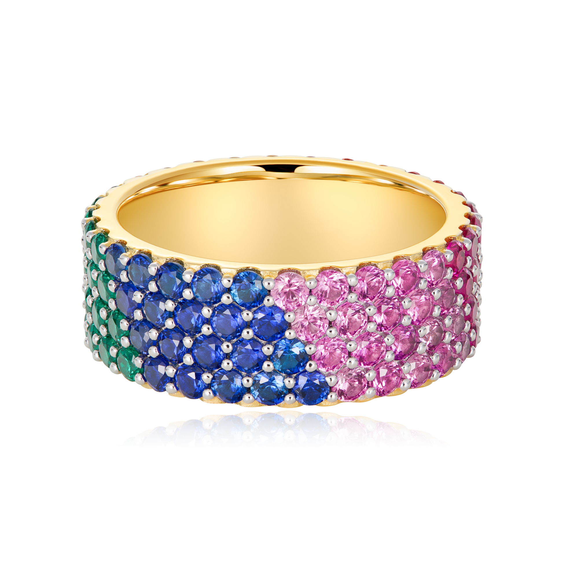 Rainbow Eternity Ring in 14K Yellow Gold-Plated Sterling Silver | M by Monte Luna