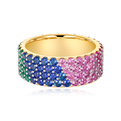 Rainbow Eternity Ring in 14K Yellow Gold-Plated Sterling Silver | M by Monte Luna