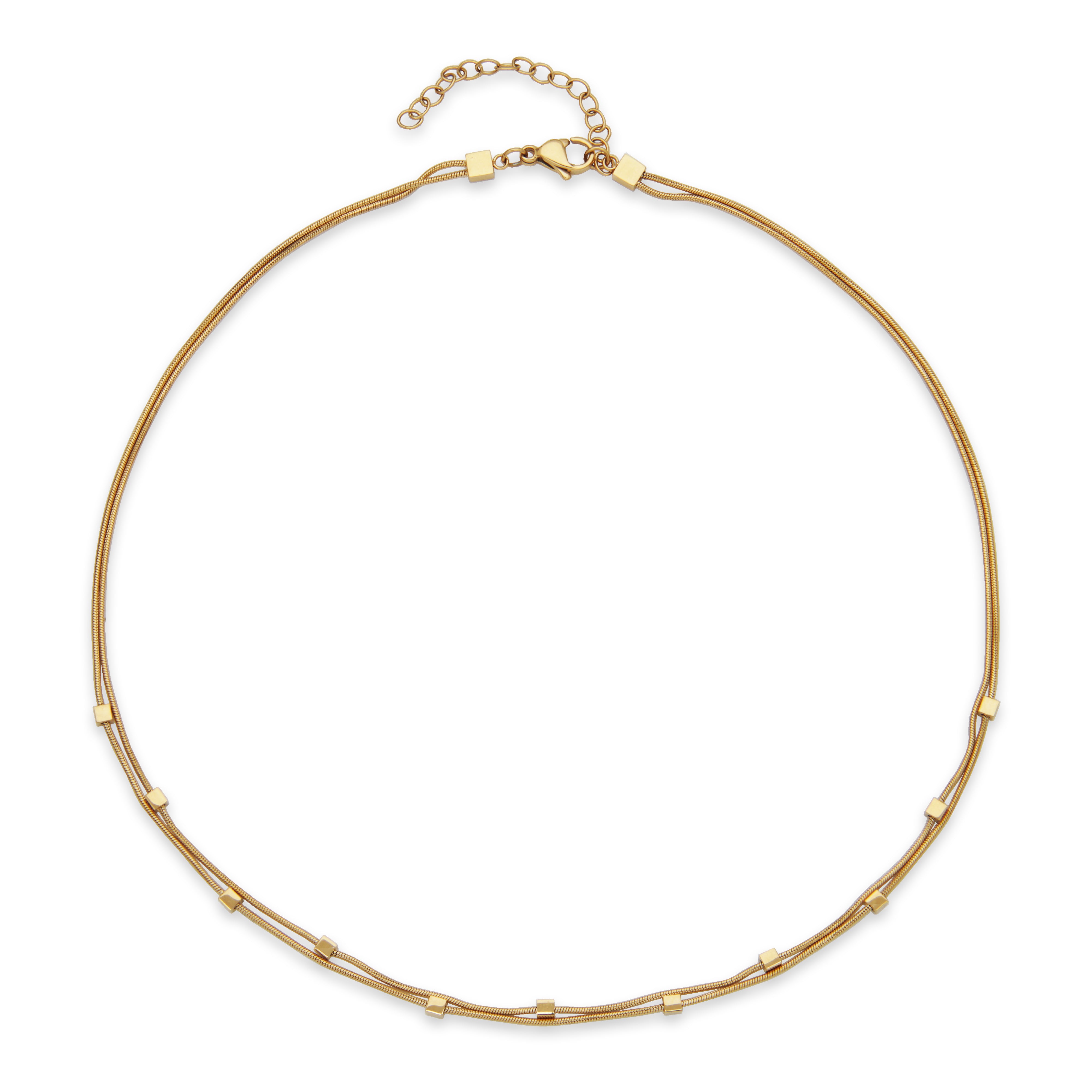 T0XJ750216 - Square Bead Station Double Layered Necklace – Paris 1901