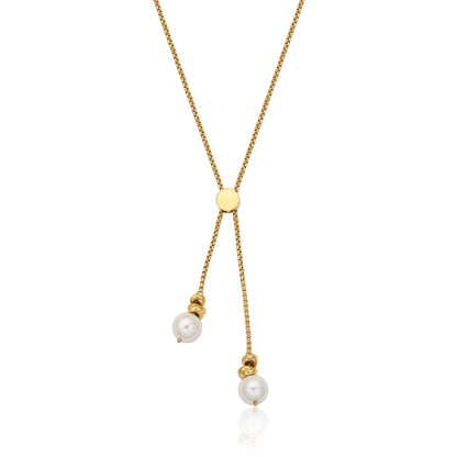 T0XJ810232 - White Shell Pearl Bolo Necklace | Steelx