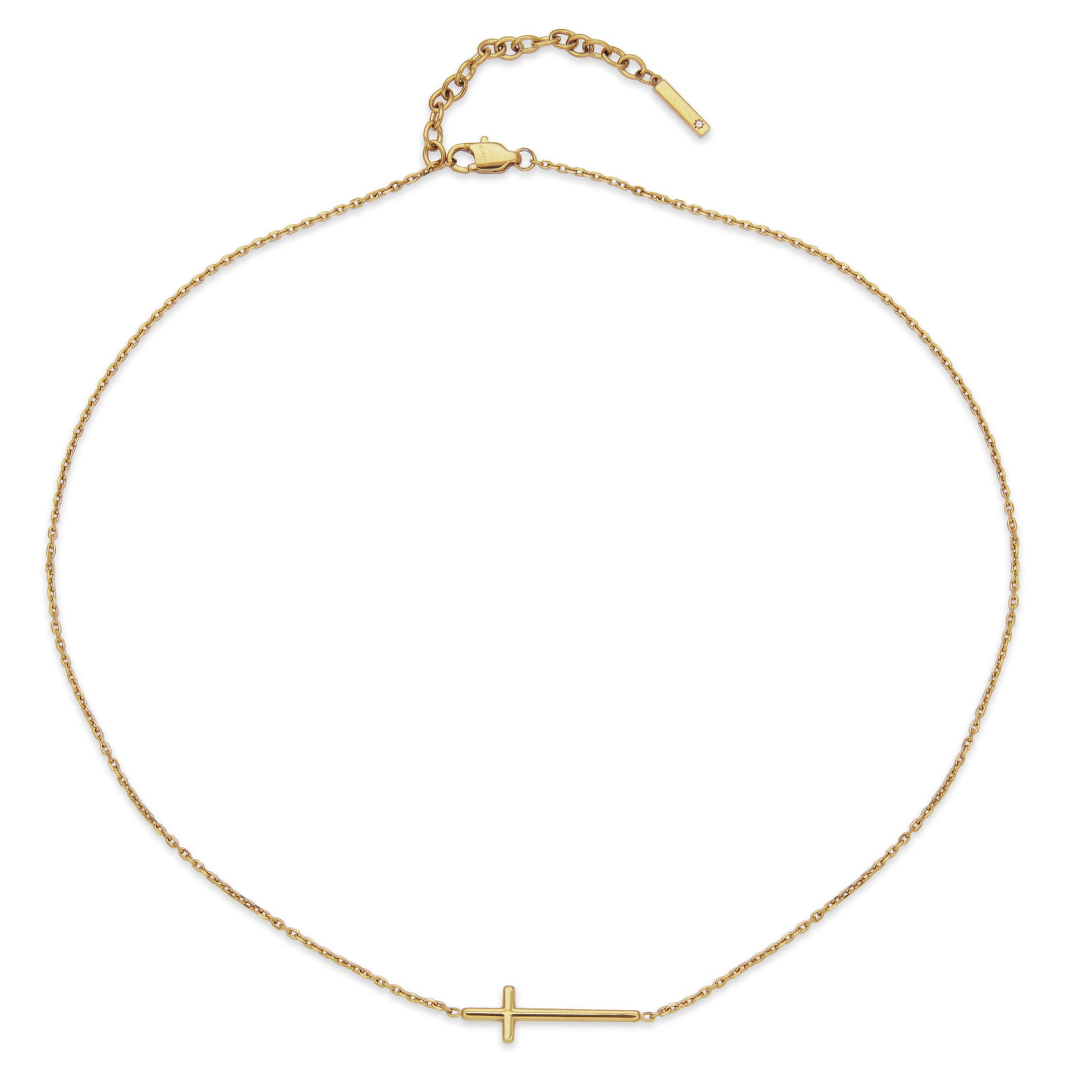 T0XJ870216 - Side Cross Necklace | Steelx