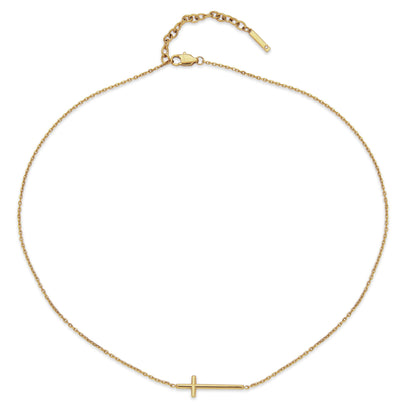 T0XJ870216 - Side Cross Necklace | Steelx