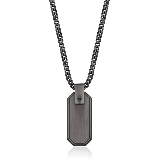 T0XK030422 - Antique Black Dog Tag Necklace | steelx