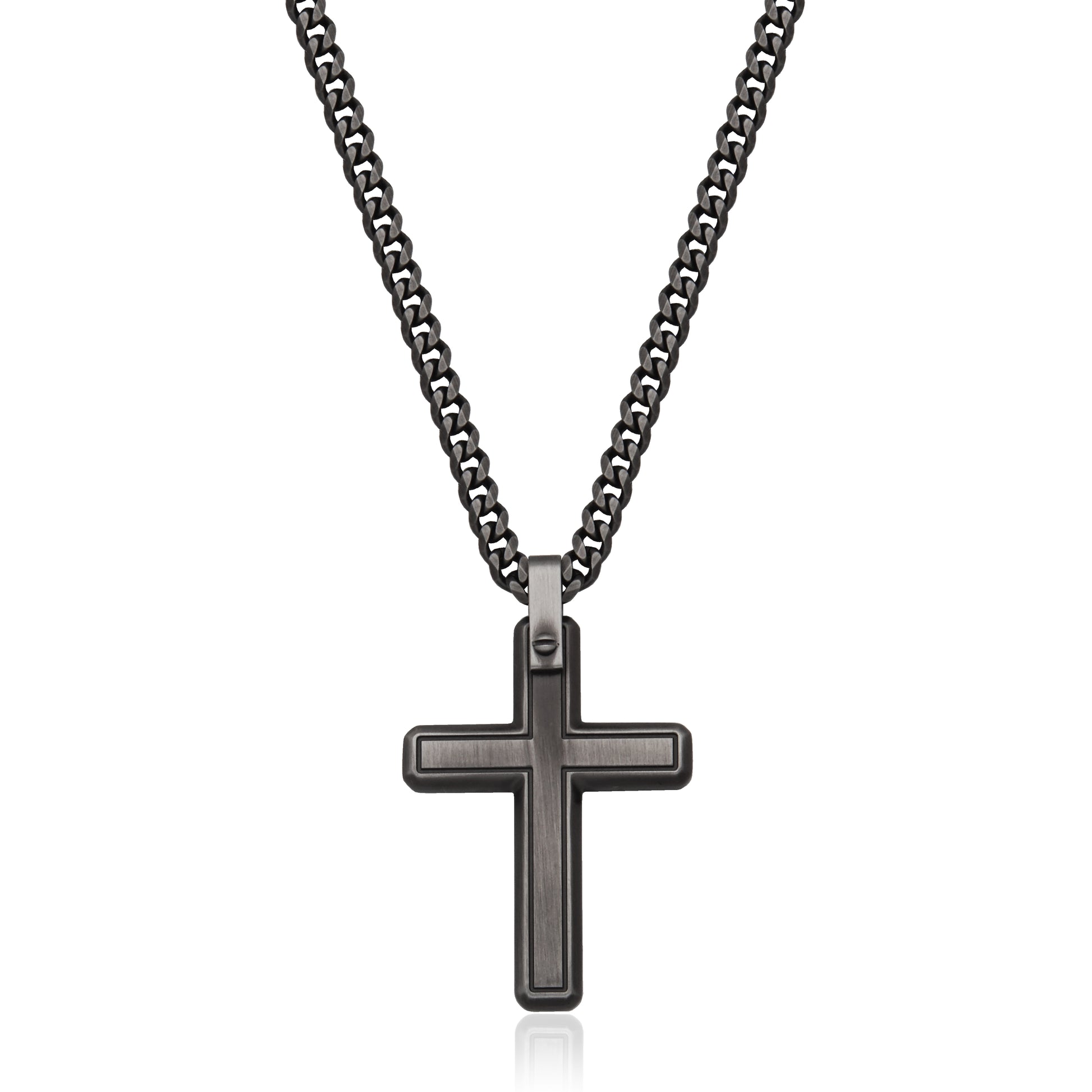 T0XK040422 - Antique Black Cross Necklace | steelx