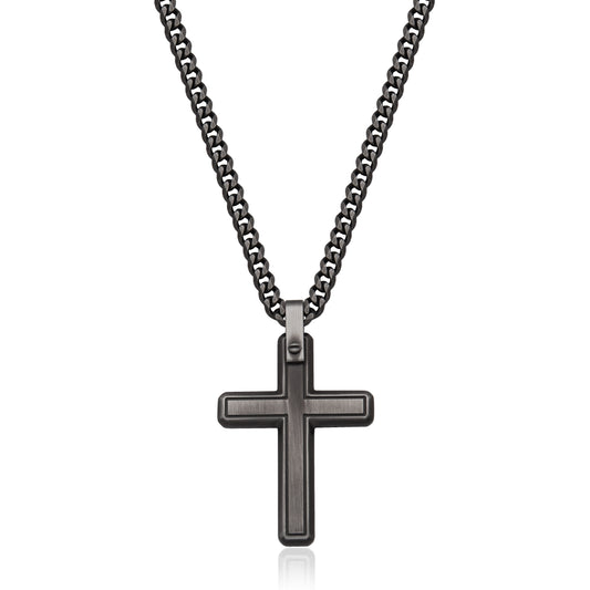 T0XK040422 - Antique Black Cross Necklace | steelx