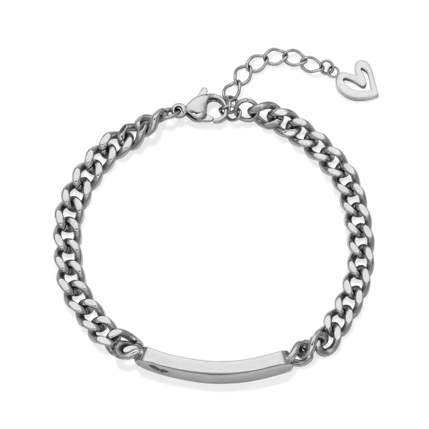T1XJ940165 - Engravable ID Bracelet with Heart | Steelx
