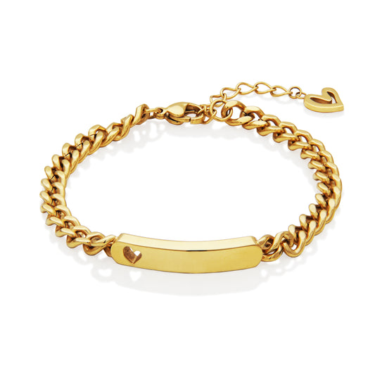 T1XJ940265 - Engravable ID Bracelet with Heart | Steelx