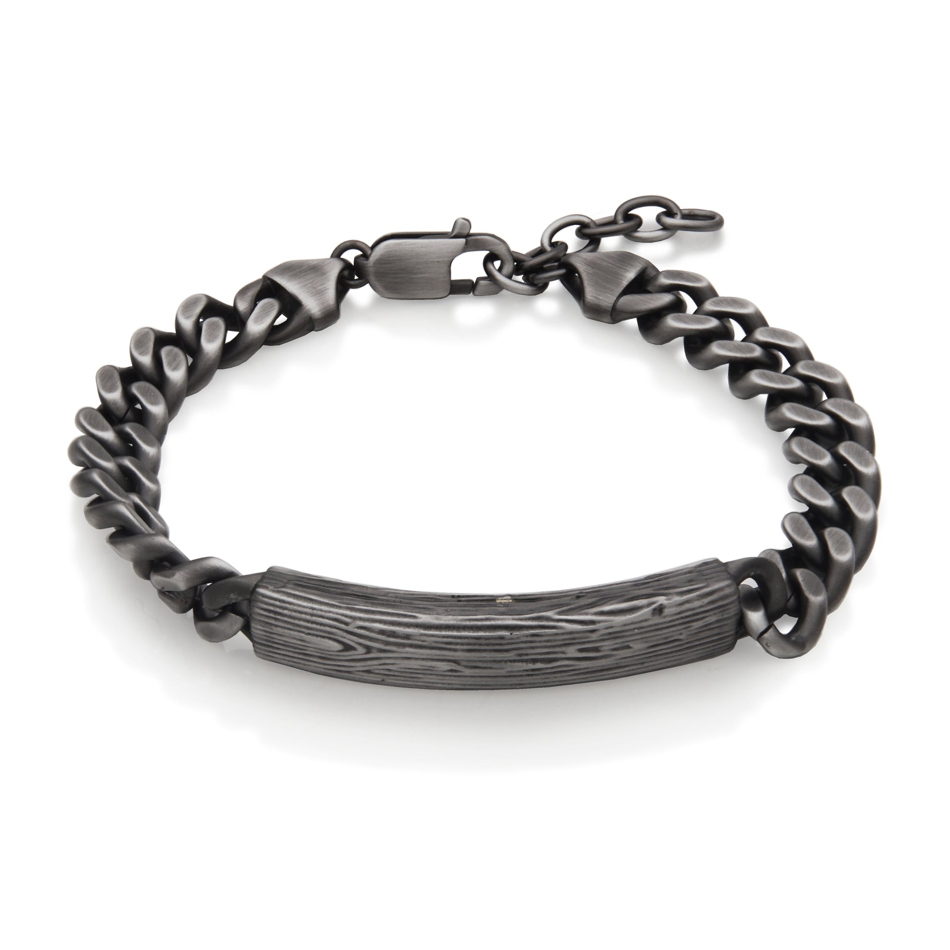 T1XJ980480 - Wood Grain Patterned ID Bracelet | steelx