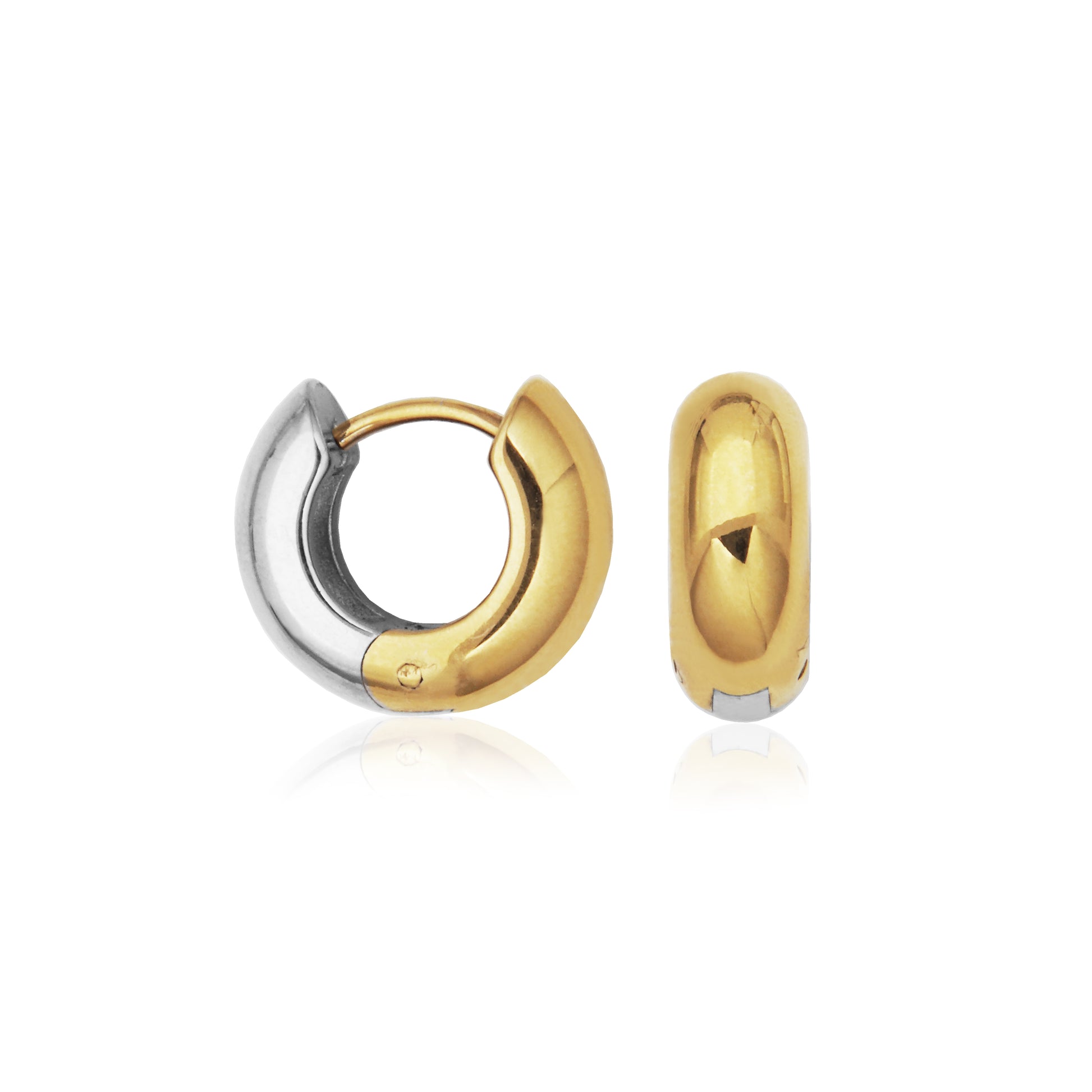 T2XJ830200 - Two-Tone Reversible Puffy Huggie Earrings | Steelx