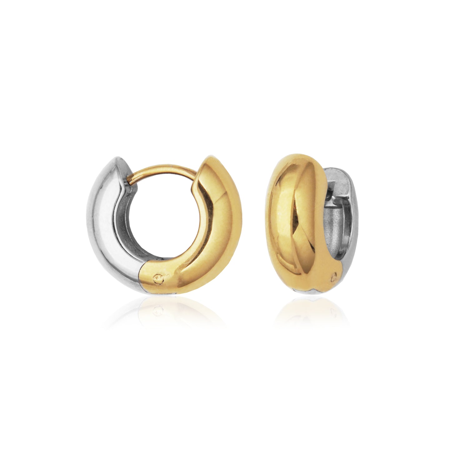 T2XJ830200 - Two-Tone Reversible Puffy Huggie Earrings | Steelx
