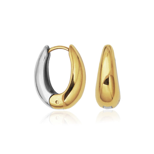T2XJ840200 - Two-Tone Reversible Puffy Hoop Earrings | Steelx