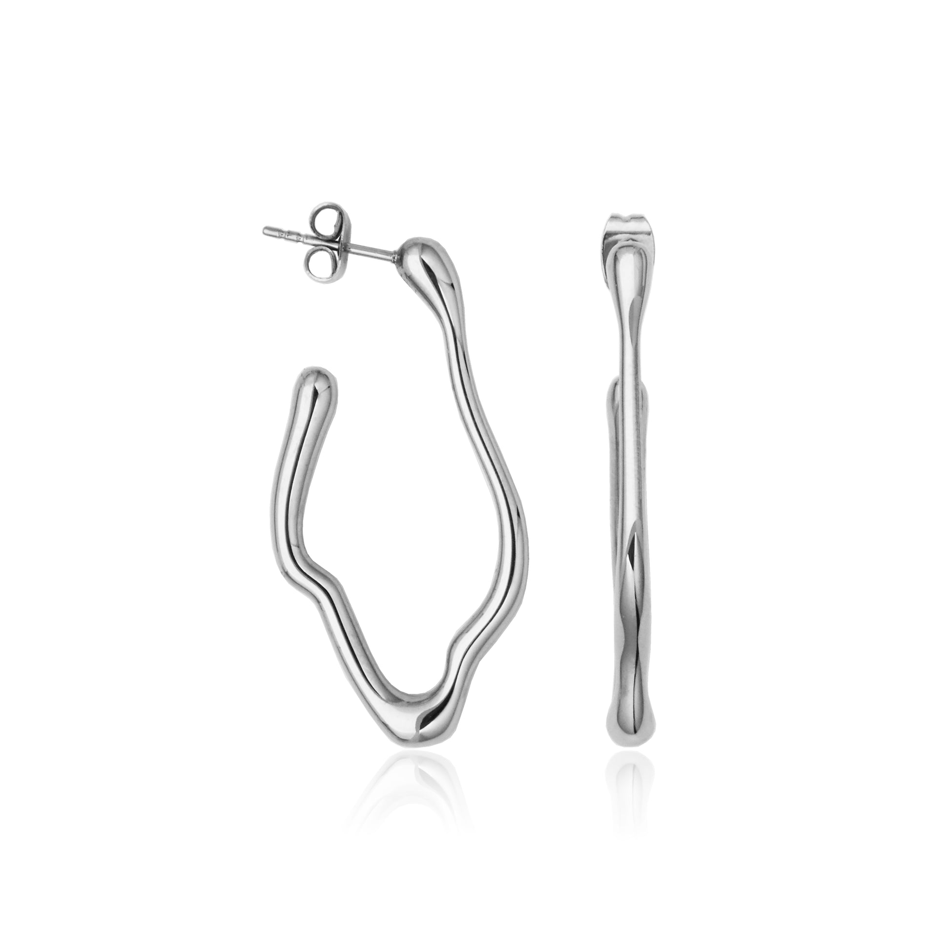 T2XJ880100 - Organic Shape Hoop Earrings | Steelx
