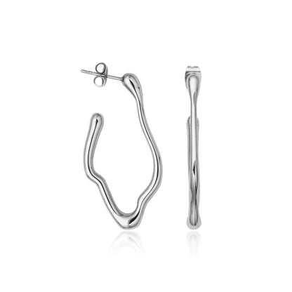 T2XJ880100 - Organic Shape Hoop Earrings | Steelx