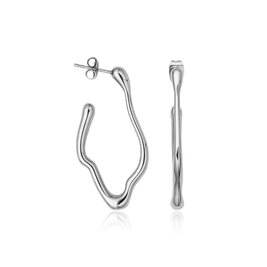 T2XJ880100 - Organic Shape Hoop Earrings | Steelx