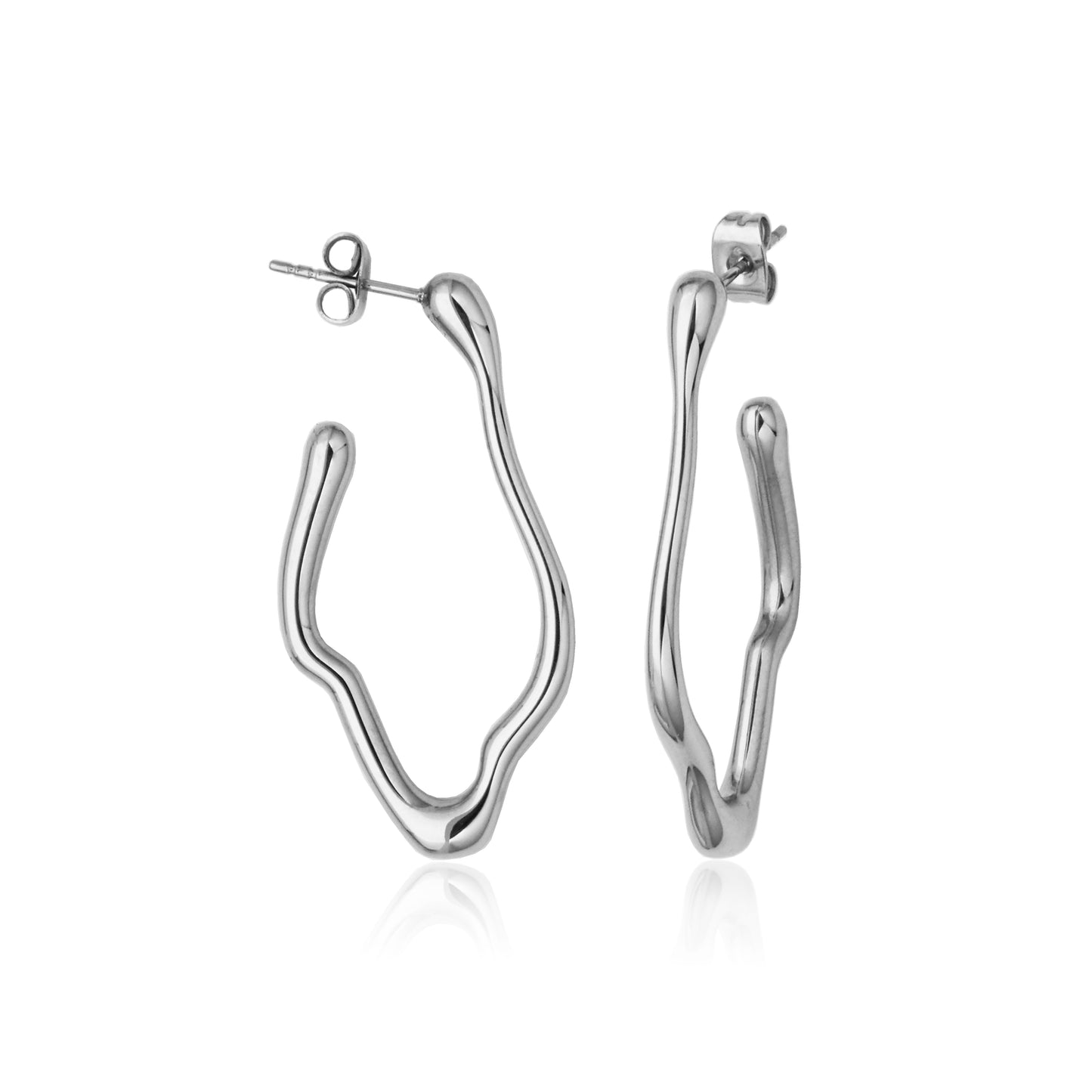 T2XJ880100 - Organic Shape Hoop Earrings | Steelx