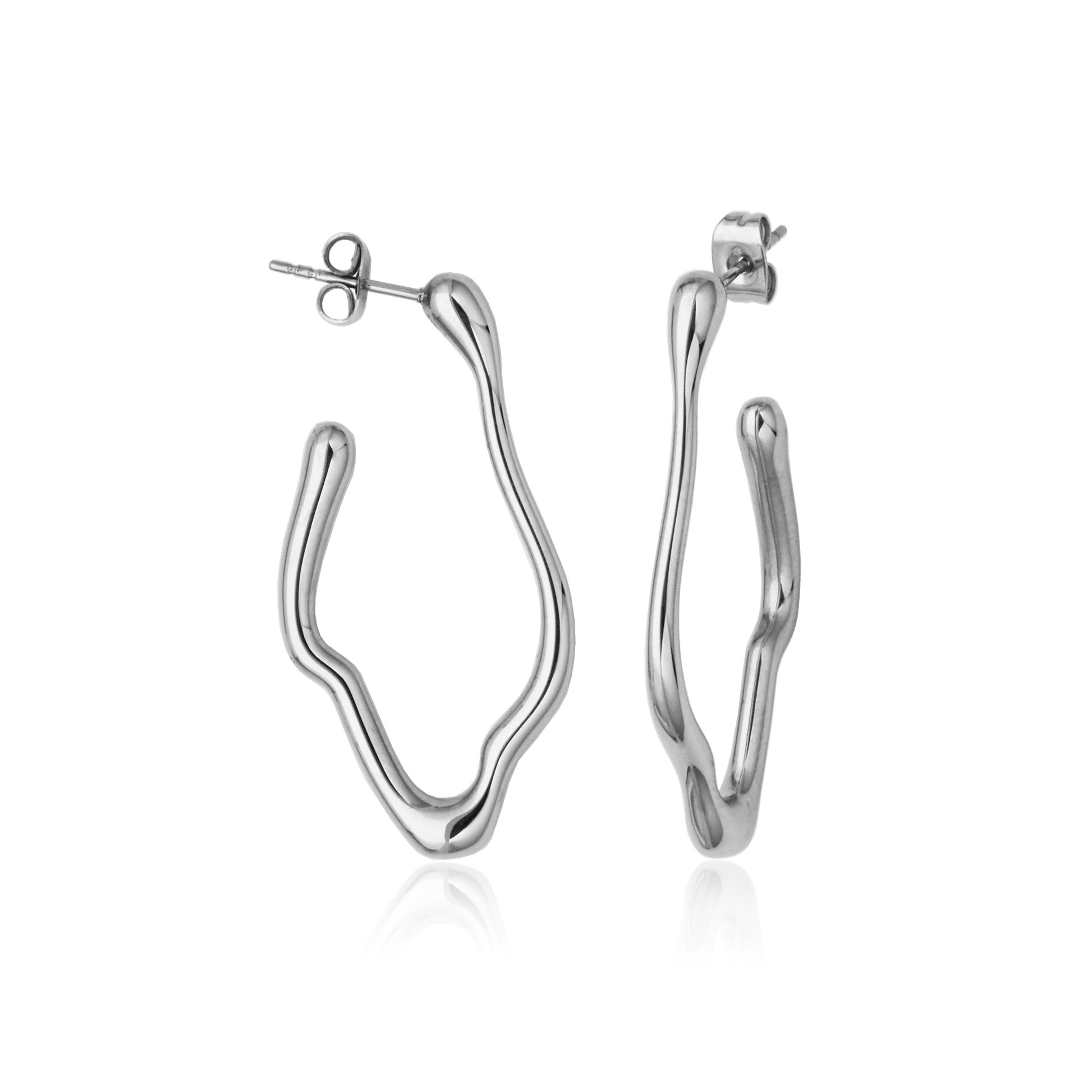 T2XJ880100 - Organic Shape Hoop Earrings | Steelx