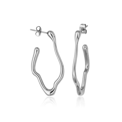 T2XJ880100 - Organic Shape Hoop Earrings | Steelx