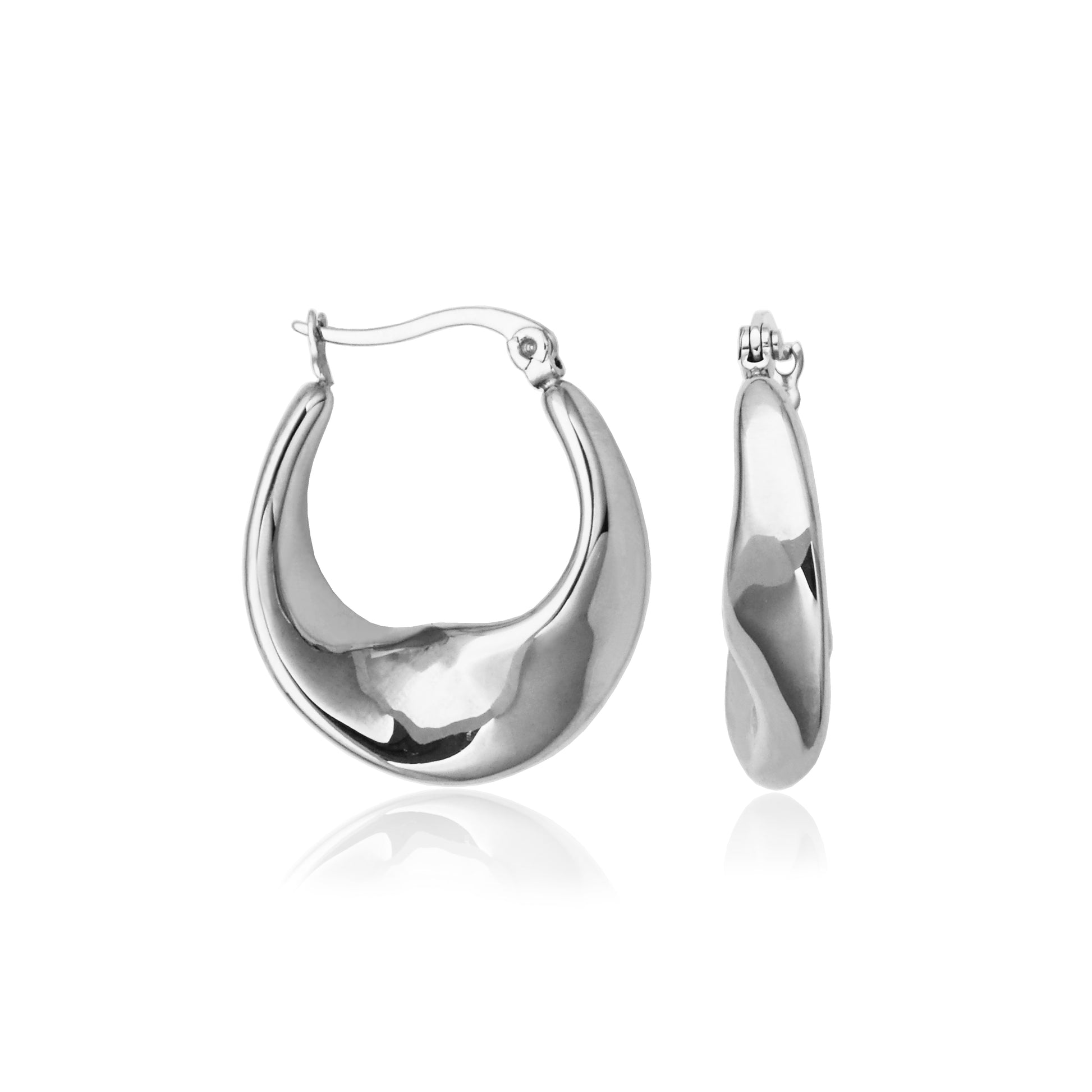 T2XJ890100 - Fluid Oval Shape Hoop Earrings | Steelx