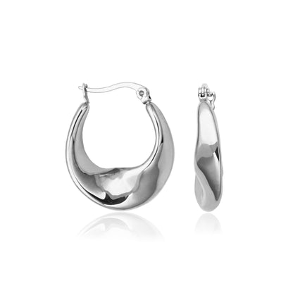 T2XJ890100 - Fluid Oval Shape Hoop Earrings | Steelx