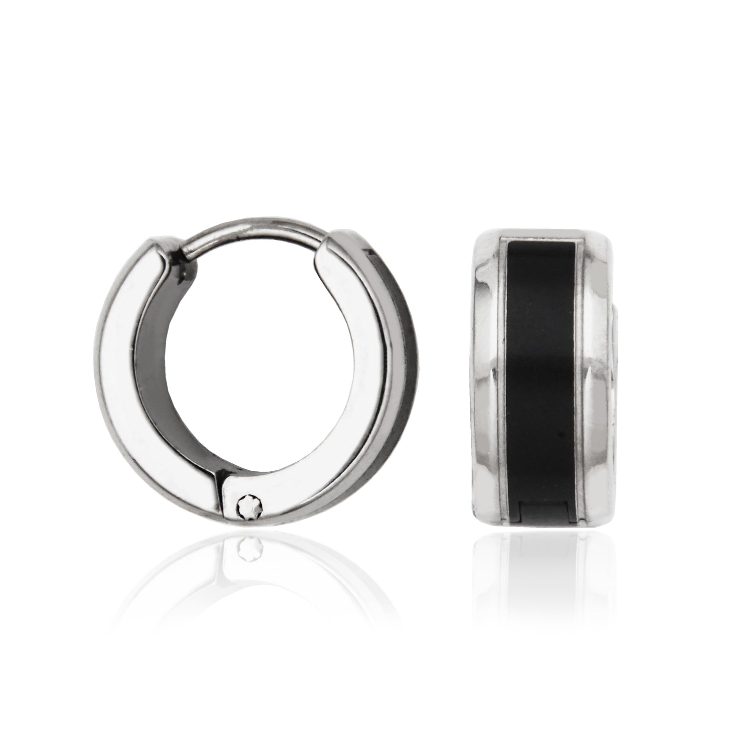 T2XK200100 - IP Black Huggie Earrings | steelx