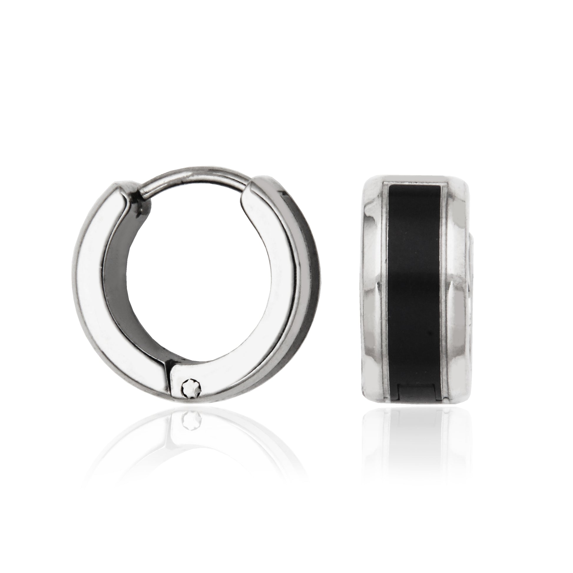 T2XK200100 - IP Black Huggie Earrings | steelx