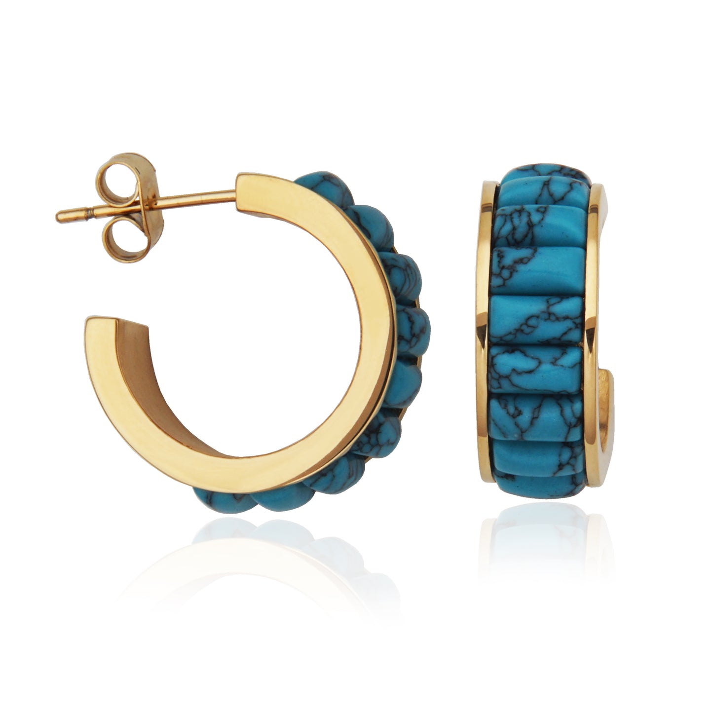 T2XK240200 - Turquoise J-Hoop Earrings | steelx