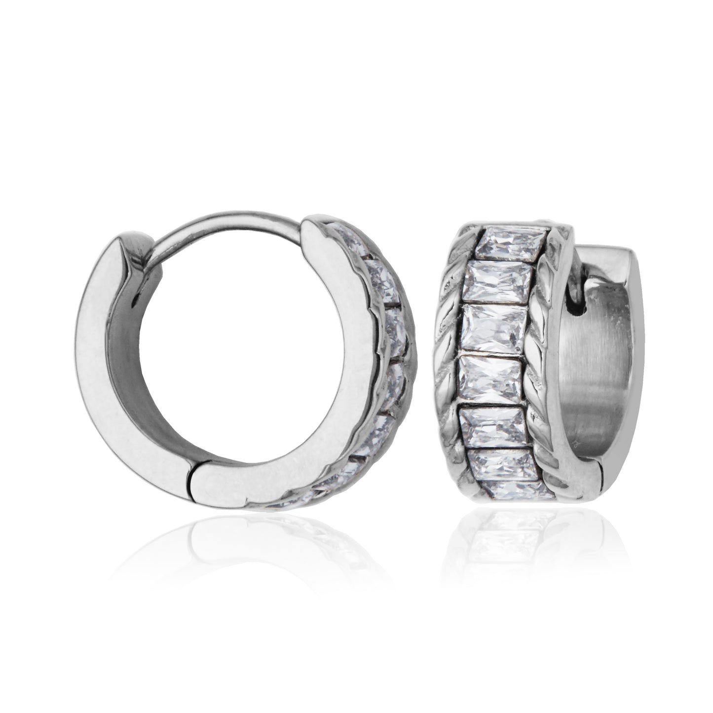 T2XK340100 - Clear Crystal Hoop Earrings | steelx