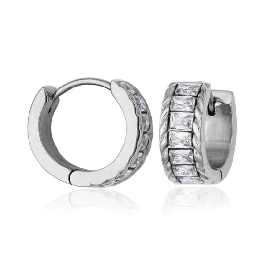 T2XK340100 - Clear Crystal Hoop Earrings | steelx
