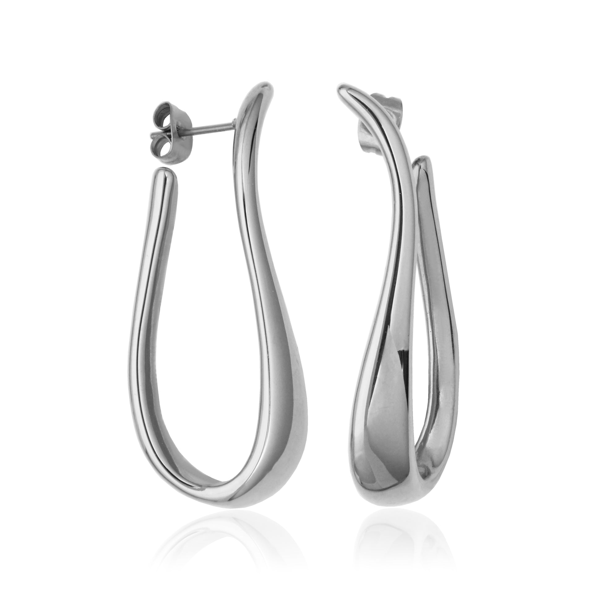 T2XK380100 - Long Wavy Hoop Earrings | steelx