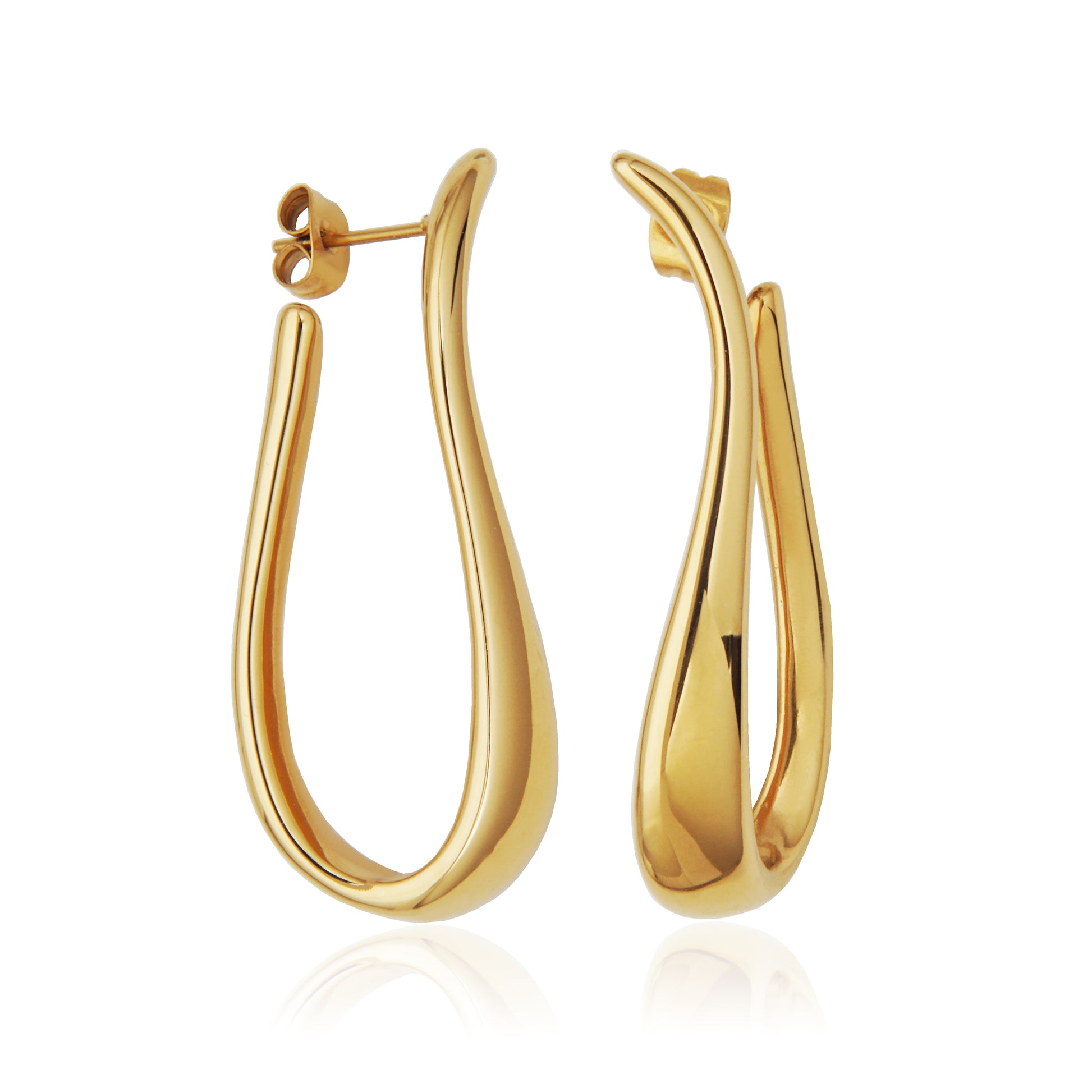 T2XK380200 - Long Wavy Hoop Earrings | steelx