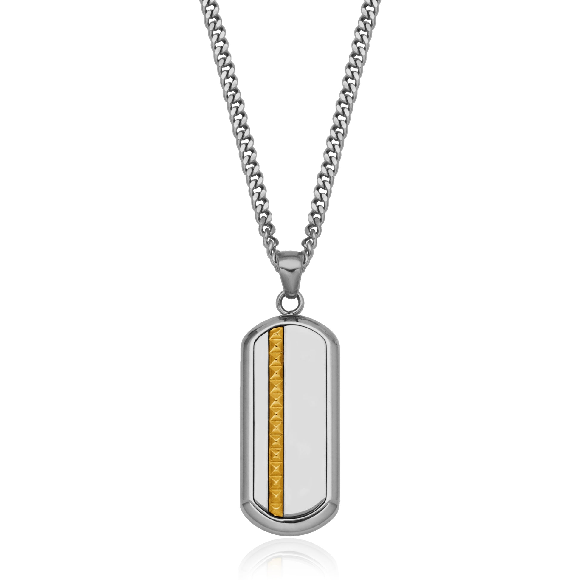 T3XK010122 - Pyramid Stud Inlay Dogtag Necklace | steelx