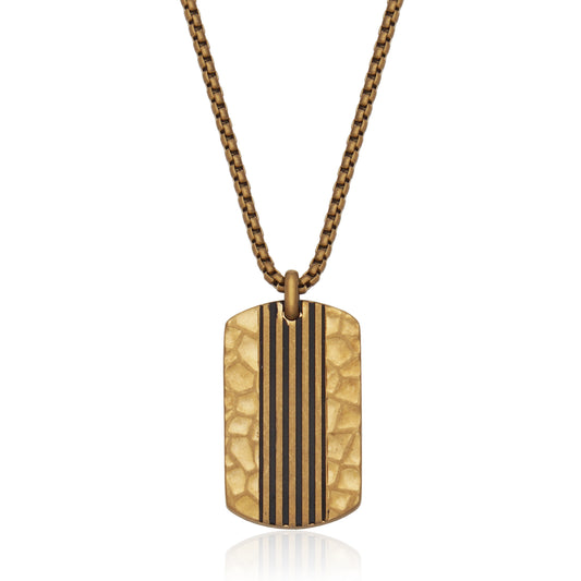T3XK070222 - Hammered Texture Dog Tag Necklace | steelx