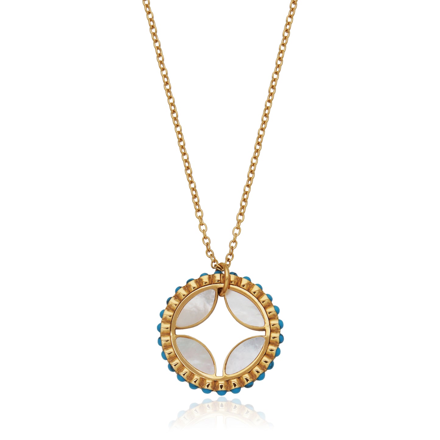T3XK430218 - Turquoise & Shell Pendant Necklace | steelx