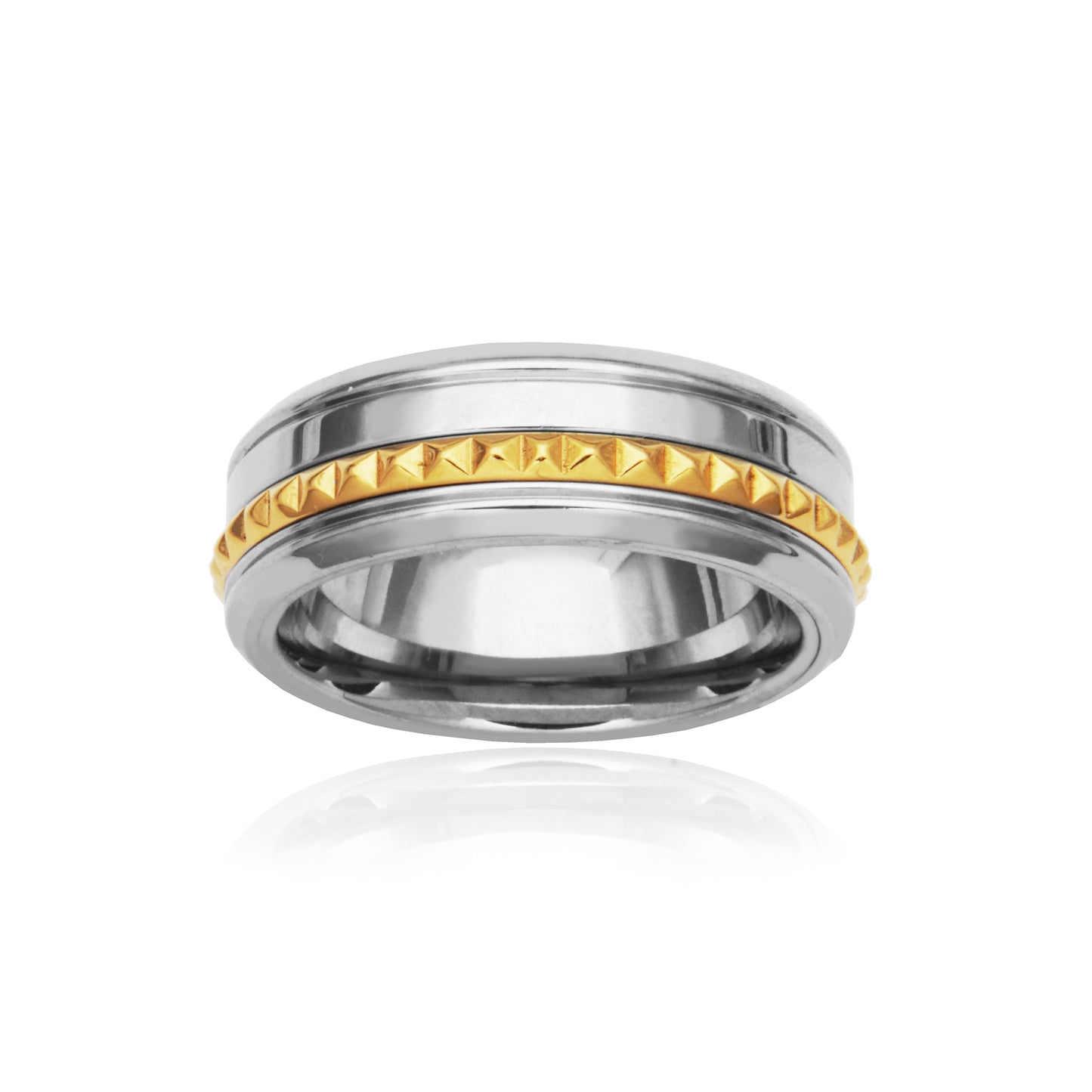 T4XK010190 - Pyramid Stud Inlay Ring | steelx