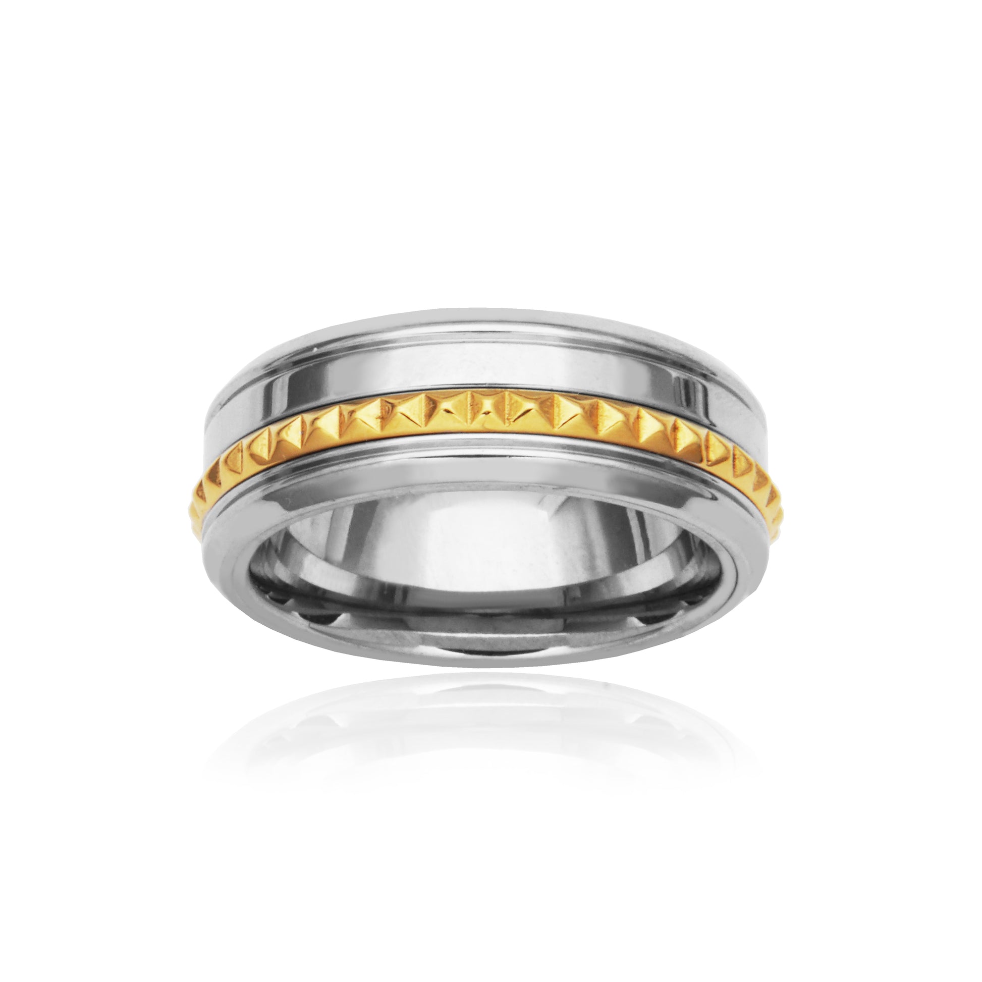 T4XK010190 - Pyramid Stud Inlay Ring | steelx