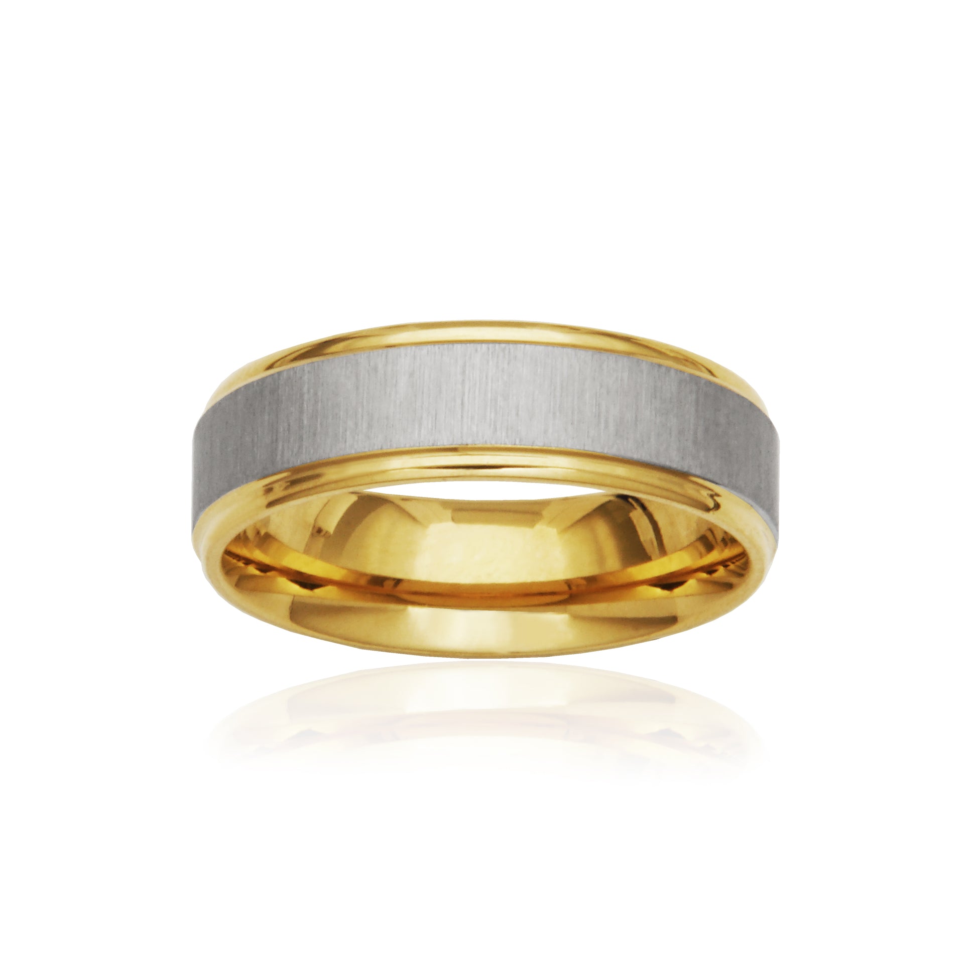 T4XK110290 - Two-Tone Satin Finish Band Ring | steelx