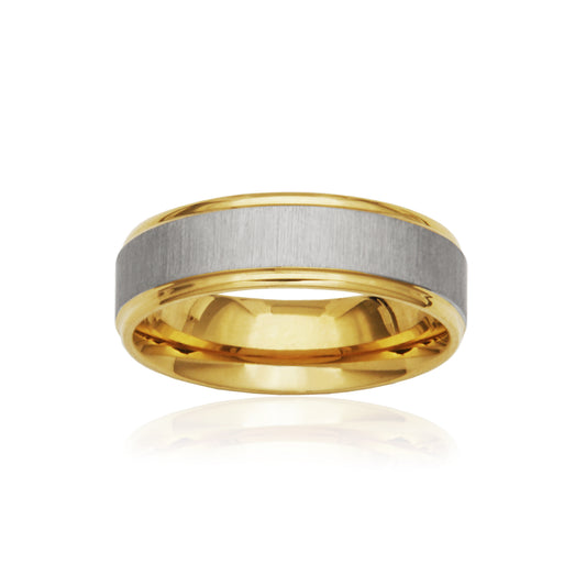 T4XK110290 - Two-Tone Satin Finish Band Ring | steelx