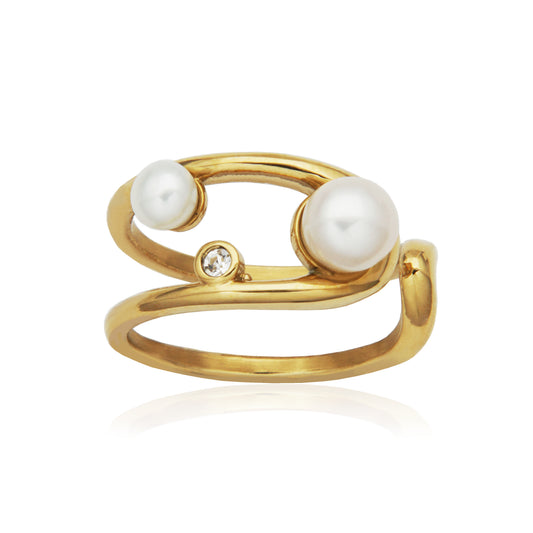 T4XK280260 - Sculpted Freshwater Pearl Ring | steelx