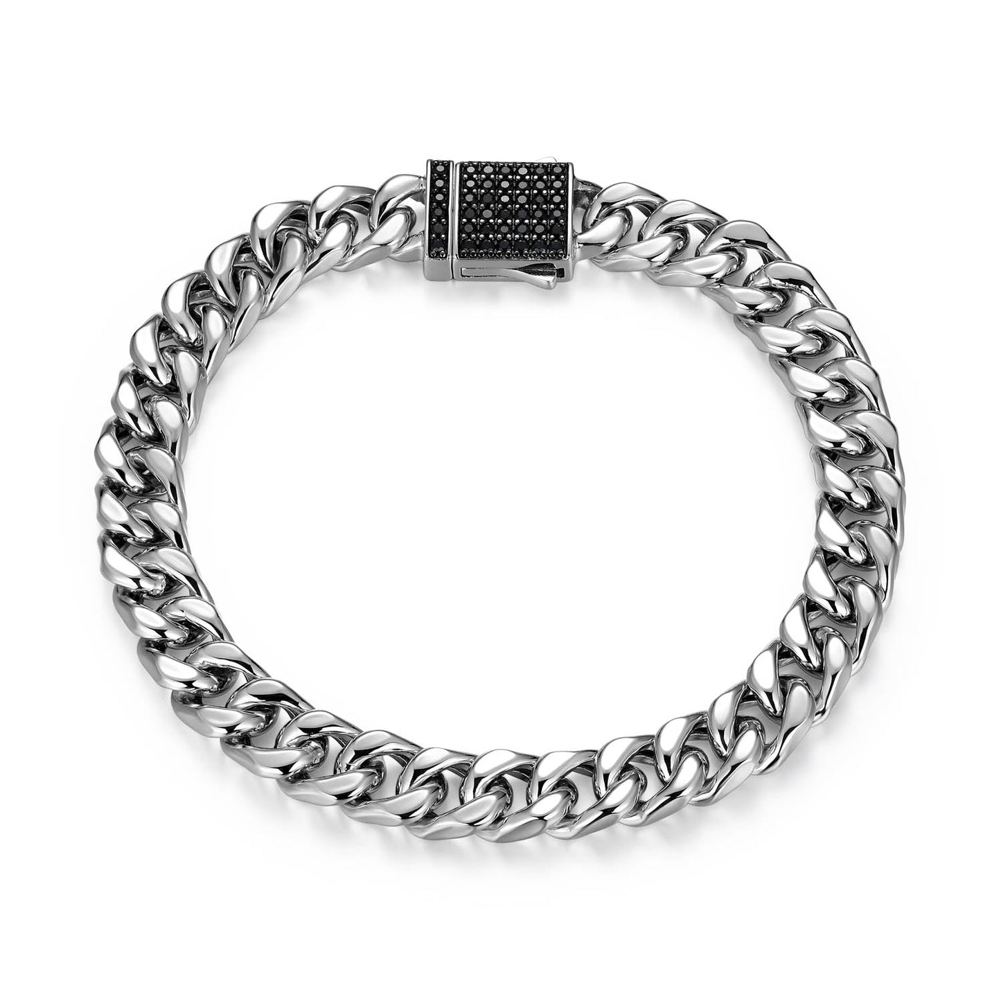 Links Gunmetal Rhodium Finish Sterling Silver Bracelet - UB0052 | ethos